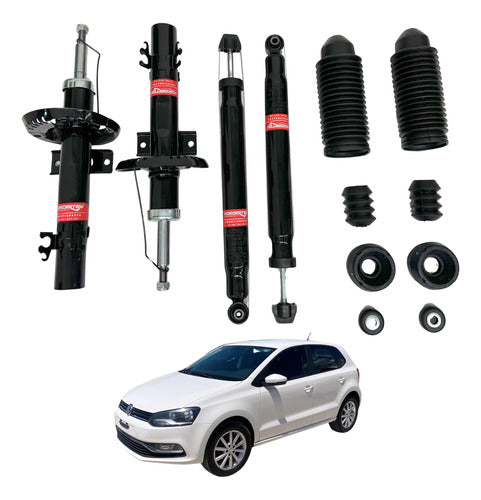 Kit 4 Amortiguadores Con Bases Y Gomas Polo 2013 - 2019