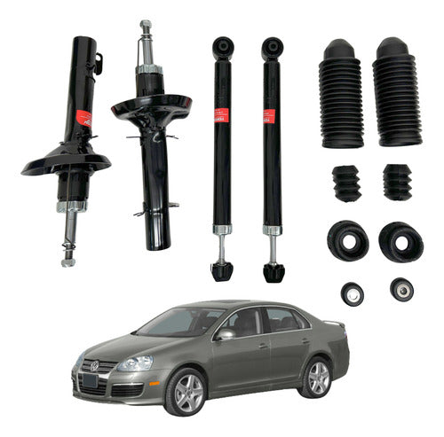 Kit 4 Amortiguadores Con Bases Y Gomas Jetta 1999  2007