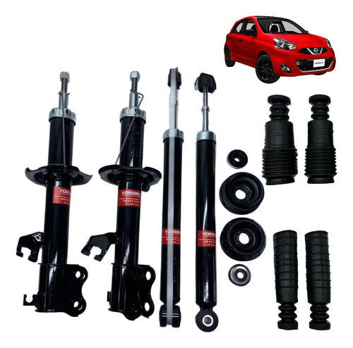 Kit 4 Amortiguadores Con Bases Y Gomas March 2011 - 2025