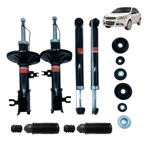 Kit 4 Amortiguadores Bases Y Gomas Para Aveo 1.6l 2007-2017