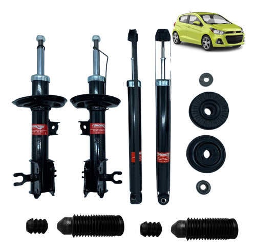 Kit 4 Amortiguadores Con Bases Y Gomas Spark 2011 - 2017