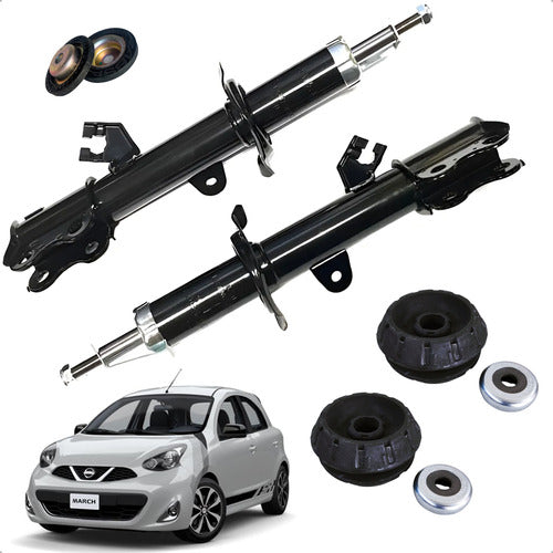 Kit Amortiguadores Bases Tapas Del March 2012 - 2019 Gas