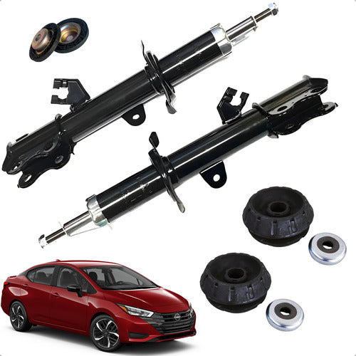 Kit Amortiguadores Bases Tapas Del Versa 2012 - 2019 Gas