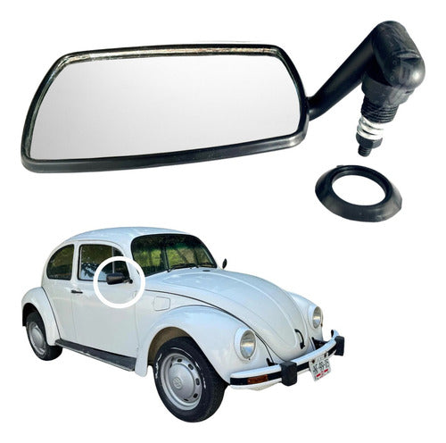 Espejo Izquierdo Vocho Sedan Vw Original 1996 - 2004 Negro