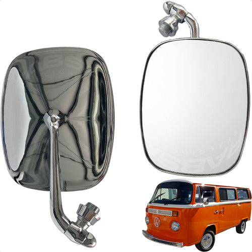 Par Espejos Metálicos Cromados Vw Combi 1973-1988 Premium