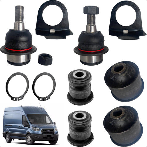 Kit 4 Bujes 2 Rotulas Ford Transit 2014 2015 Al 2023 Premium