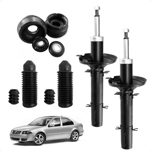 Kit Amortiguadores Con Bases Y Cubrepolvos Jetta A4 Premium