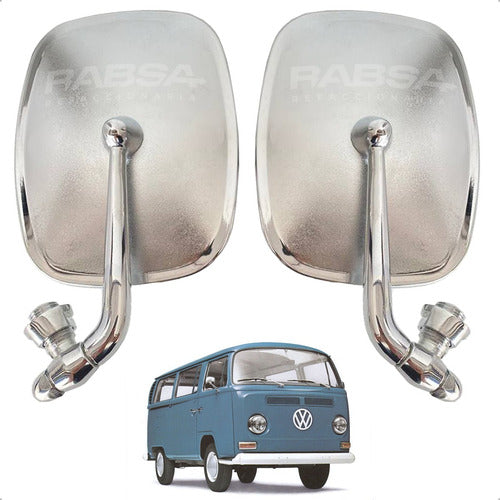 Par Espejos Cromados Plastico Vw Combi 1973 A 1988 Premium