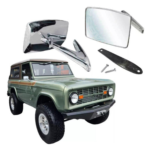 Par Espejos Ford Pickup F100 Bronco Metálico Cromado Grandes